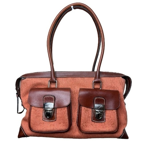 DOONEY & BOURKE VTG Toasty Orange & Chocolate Signature Satchel - Picture 13 of 13